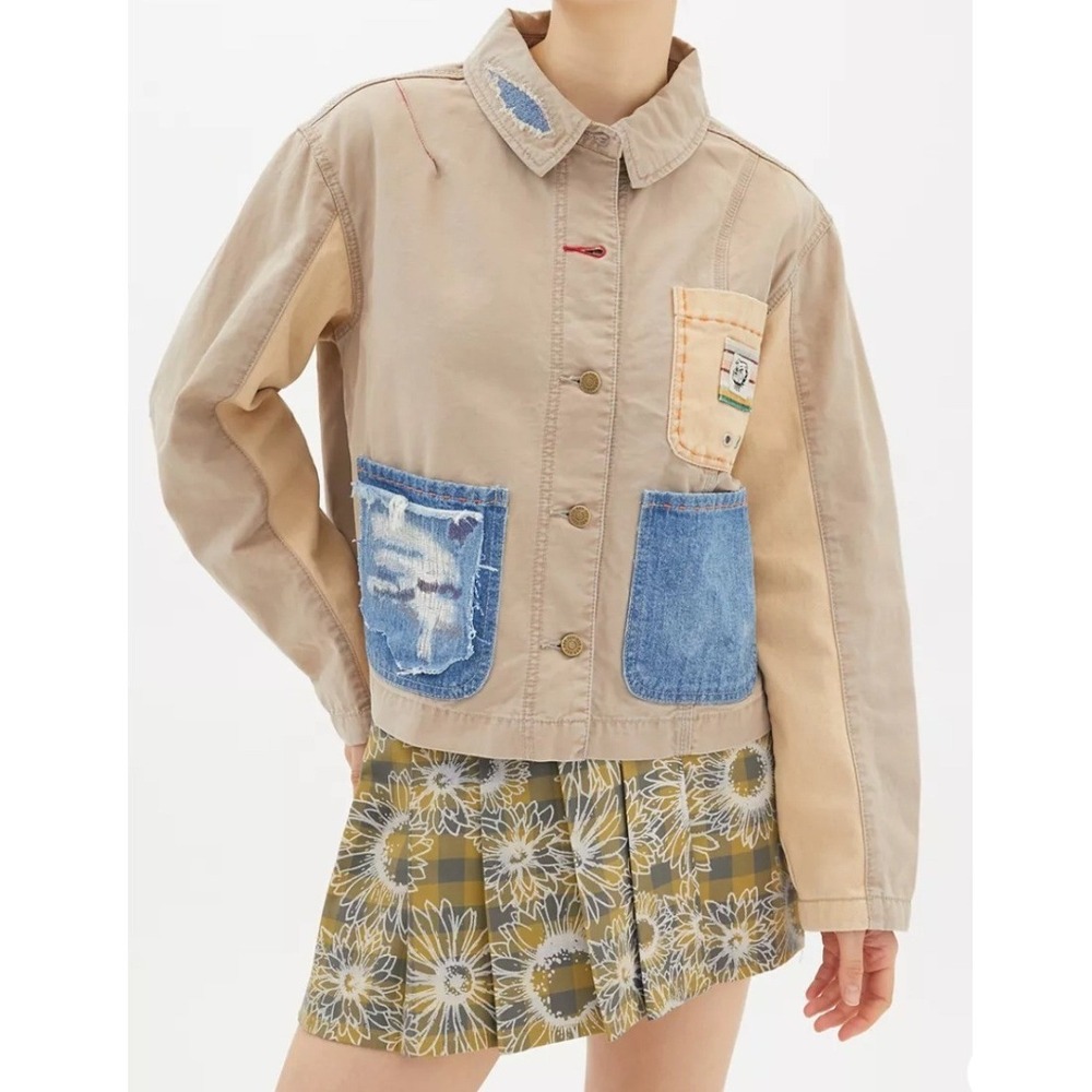 BDG Lotta Patchwork Chore Jacket Medium Boxy Cotton Utility Coat Urban Outfitter